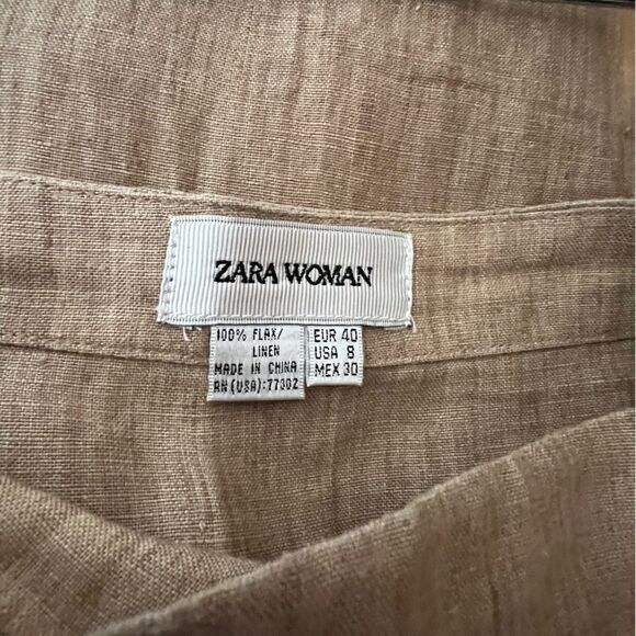 Zara Flax Linen Asymmetrical High-Low Side Zip Skirt - Picture 3 of 4